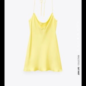 Zara mini satin yellow dress